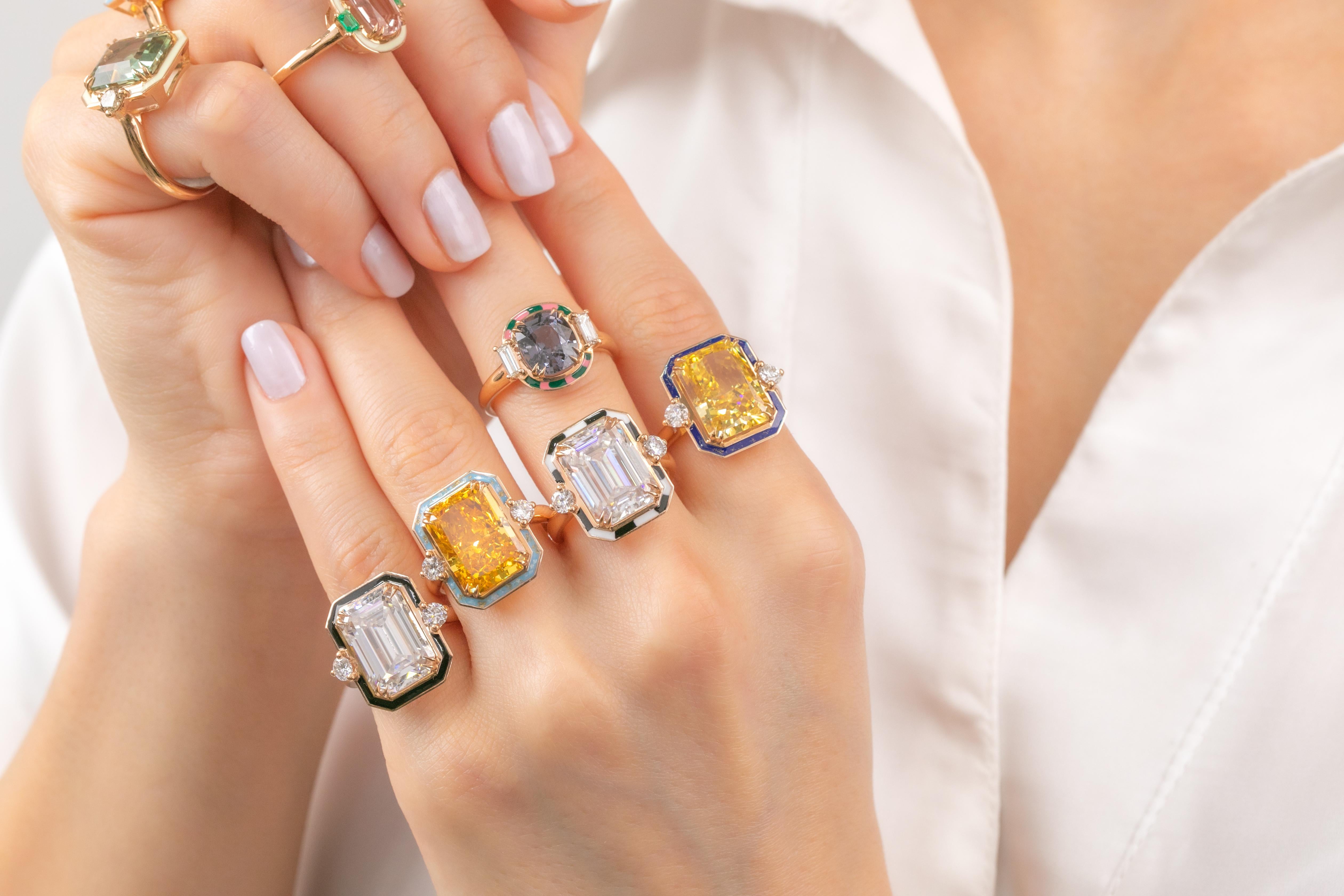 Art Deco Style, 925 Silver Ring Green Amethyst and Fire Citrine Stone Ring For Sale 2