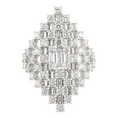 Art Deco Style 925 Sterling Silver Cubic Zirconia Cocktail Wedding Ring, New