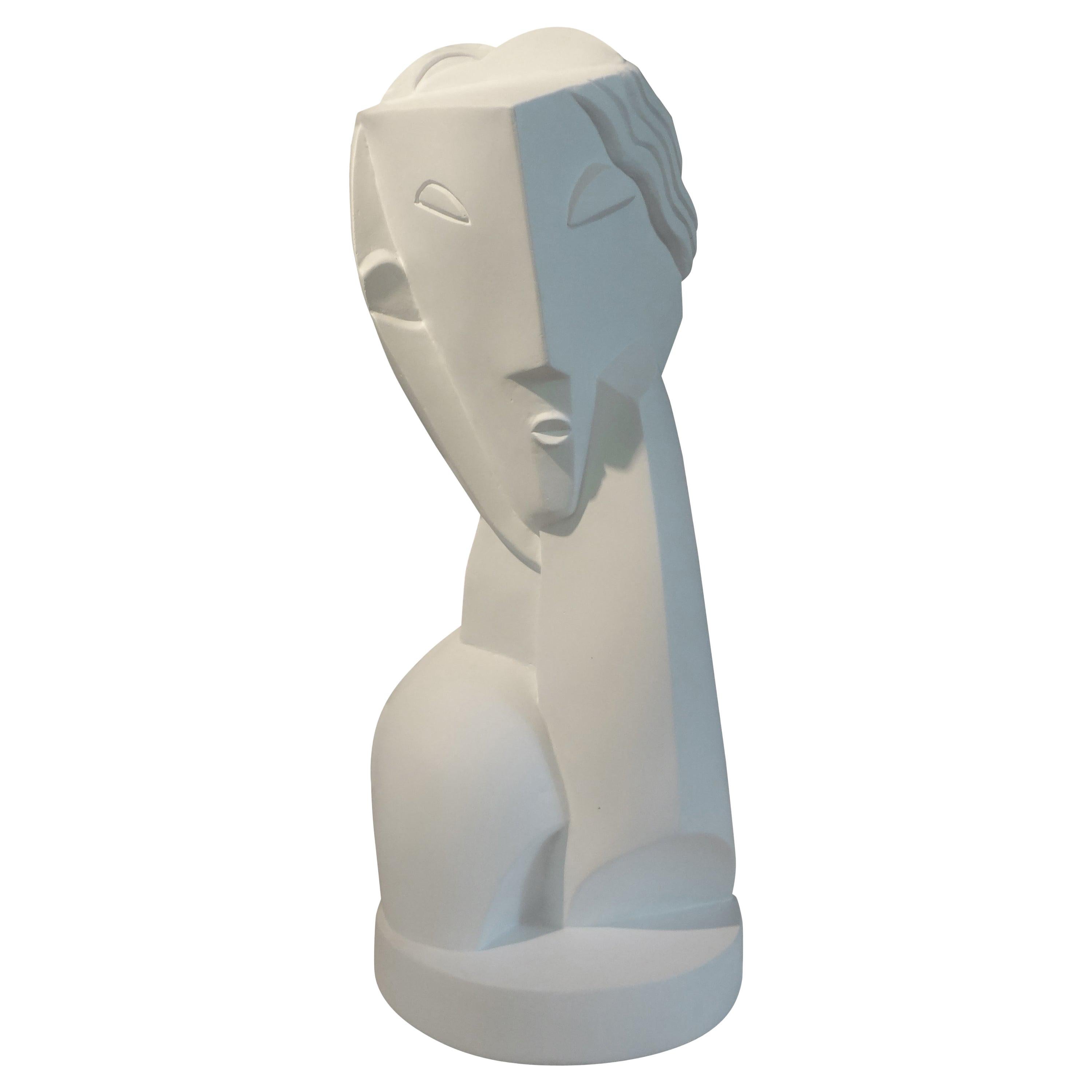 Art Deco Style Abstract Plaster Bust Sculpture