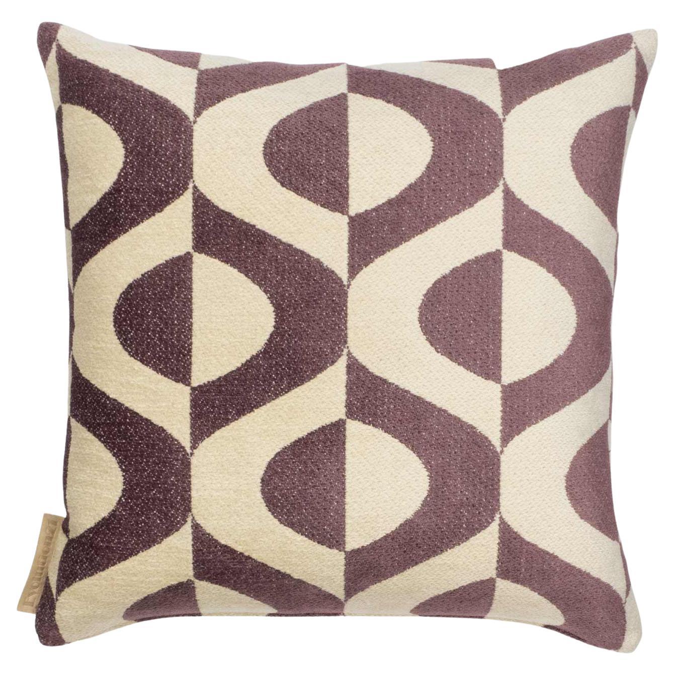 Art Deco Style Ajaccio Purple Beige Pattern Linen Pillow by Evolution21  For Sale