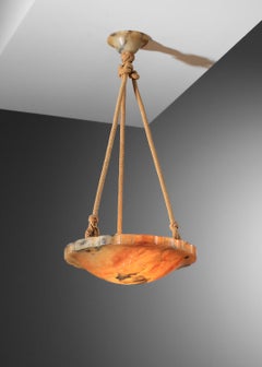 Art Deco style alabaster bowl pendant light from the 1940s