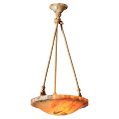 Art Deco style alabaster bowl pendant light from the 1940s