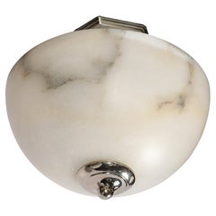 Art Deco Style Alabaster Pendant Chandelier with Chrome Fittings