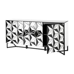 Art Deco Style All in Bevelled Glass Mirror Sideboard