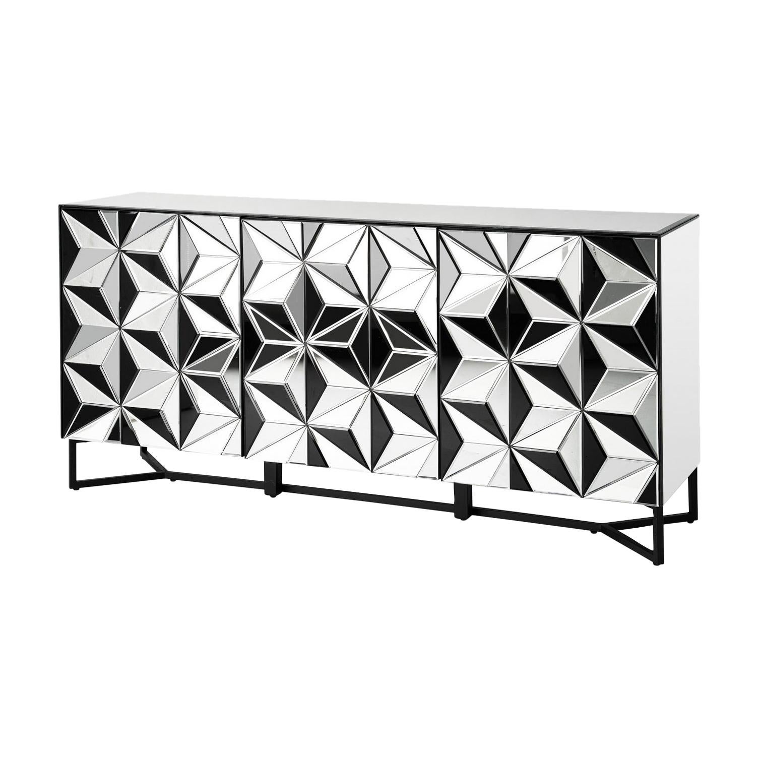 Art Deco Style All in Bevelled Glass Mirror Sideboard