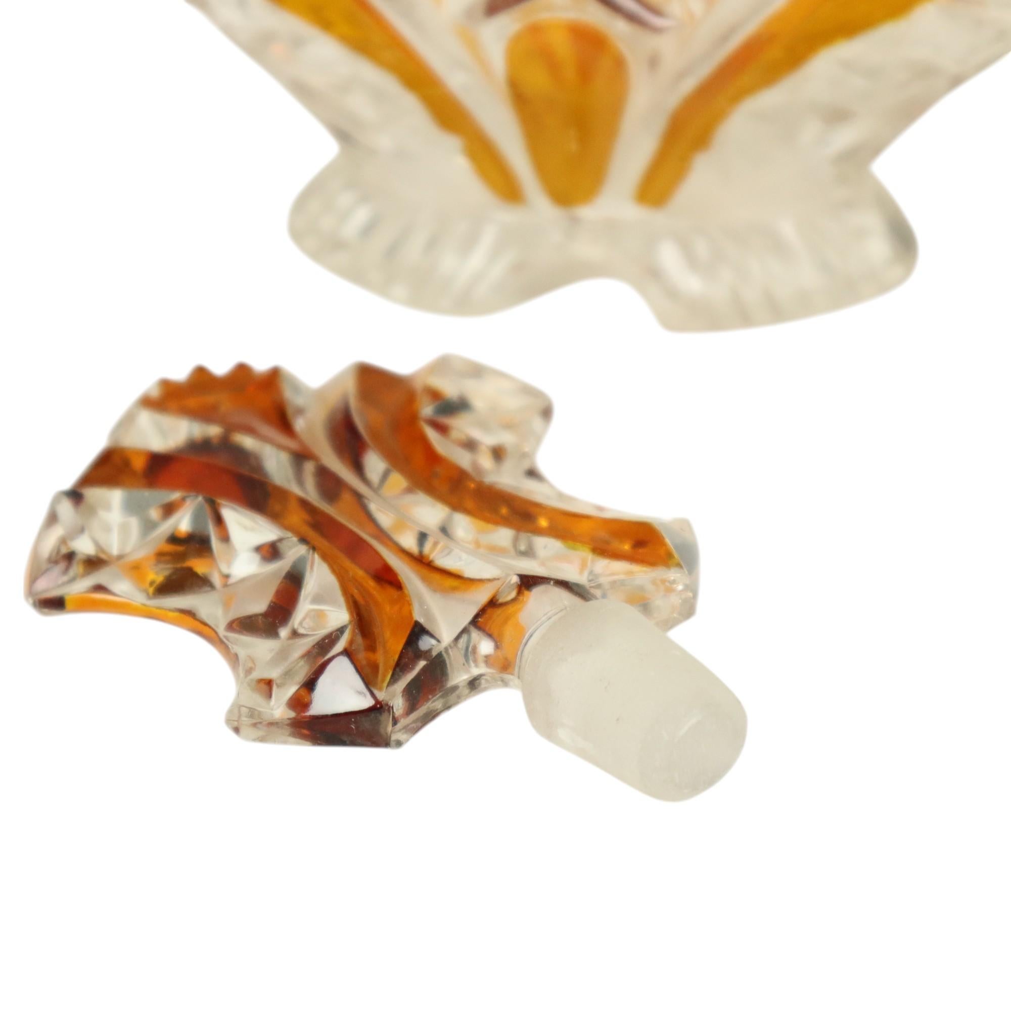 Art Deco Style Amber Color Perfume Toiletry Set Boudoir Bleikristal For Sale 4
