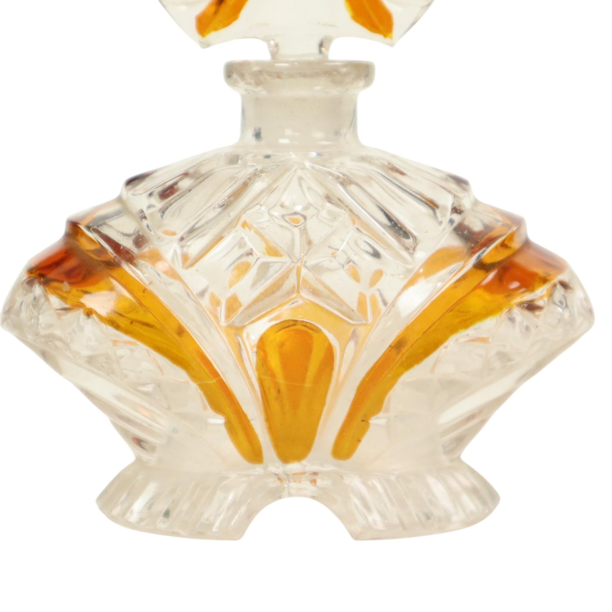 Art Deco Style Amber Color Perfume Toiletry Set Boudoir Bleikristal For Sale 6