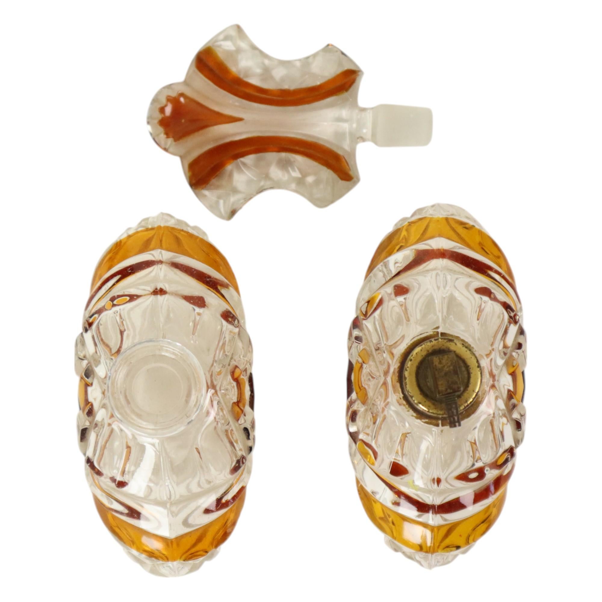 Art Deco Style Amber Color Perfume Toiletry Set Boudoir Bleikristal For Sale 7