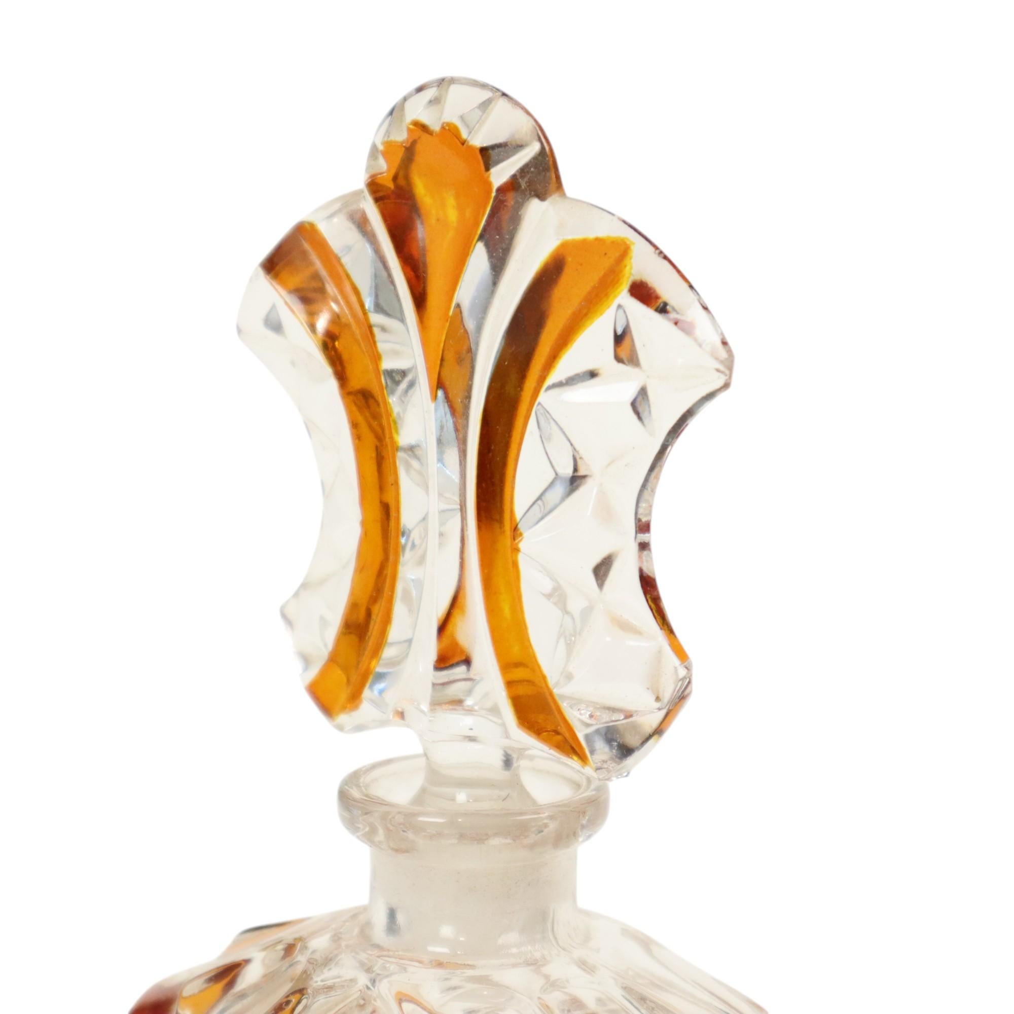 Art Deco Style Amber Color Perfume Toiletry Set Boudoir Bleikristal For Sale 3