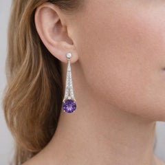 Art Deco Stil Amethyst und farbloser Topas Tropfenohrringe Silber, Gold