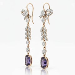 Art Deco Stil Amethyst und farbloser Topas Tropfenohrringe Silber, Gold