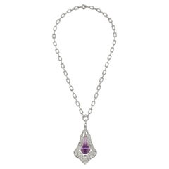 Collana con pendente di ametista e diamanti in stile Art Déco