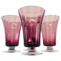 Art Deco Style Amethyst Glass Stems, Set of 4