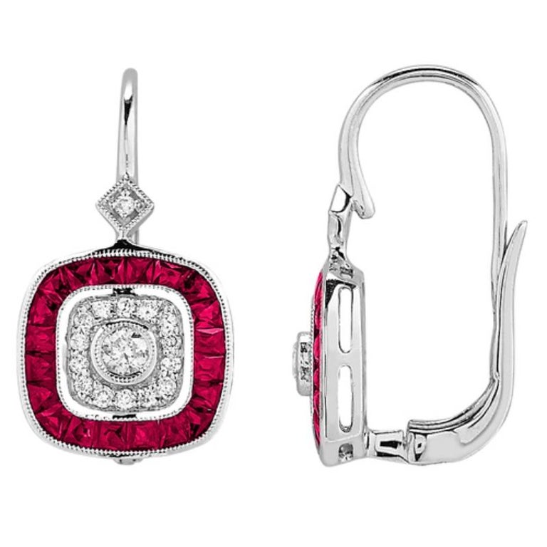 Art Deco Style And Ruby Earrings