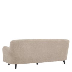 Art Deco Style And Scandinavian Design Bouclé Fabric And Black Wooden Sofa
