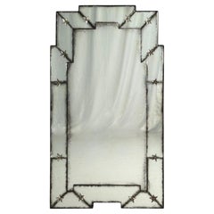 Art Deco Style, Antique and Beveled Glass, Venetian Wall Mirror