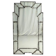 Art Deco Style, Antique and Beveled Glass, Venetian Wall Mirror