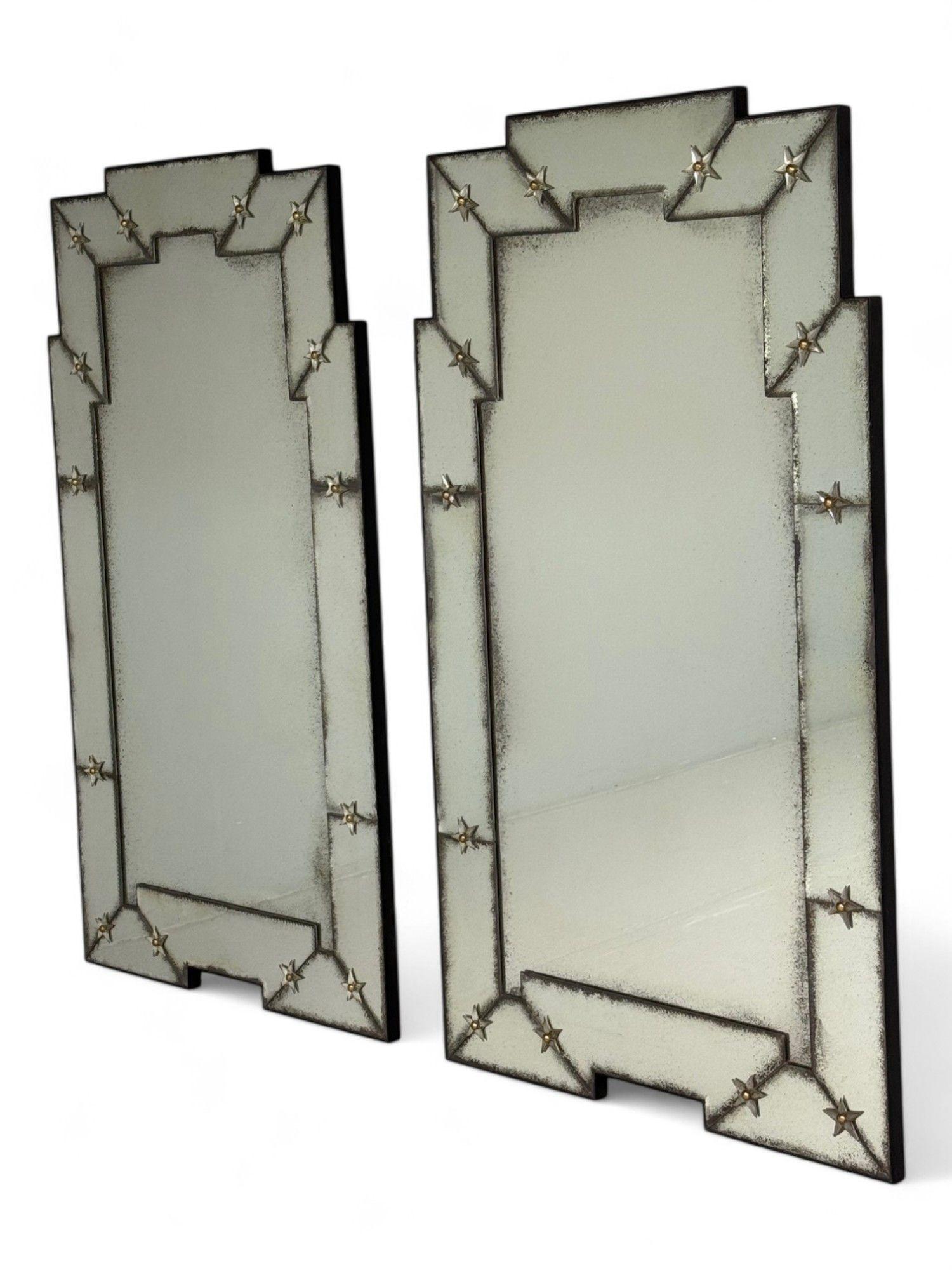 Art Deco Style, Antique and Beveled Glass, Venetian Wall Mirrors, 21st C. In Good Condition For Sale In Manhasset, NY