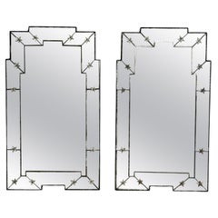 Art Deco Style, Antique and Beveled Glass, Venetian Wall Mirrors, 21st C.