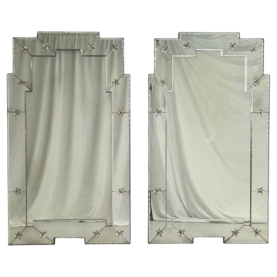Art Deco Style, Antique and Beveled Glass, Venetian Wall Mirrors, 21st C. For Sale