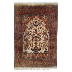 Art Deco Style Antique Caucasian Silk Rug, Signed circa 1920