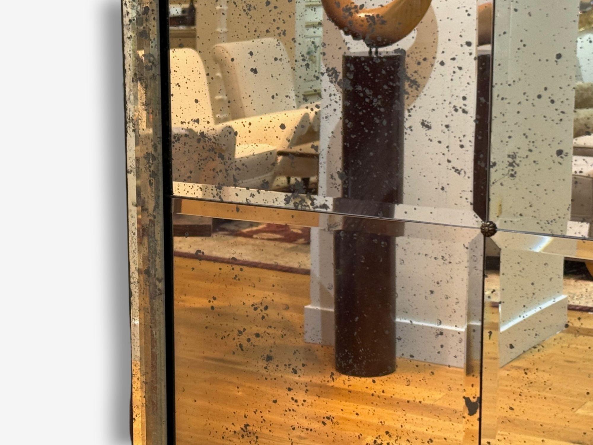 Style Art Déco, verre ancien, miroir vieilli, séparateur de pièce, États-Unis, 20e siècle en vente 6