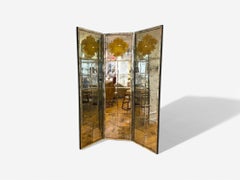 Art Deco Style, Antique Glass, Distressed Mirror, Room Divider, USA, 20th C.