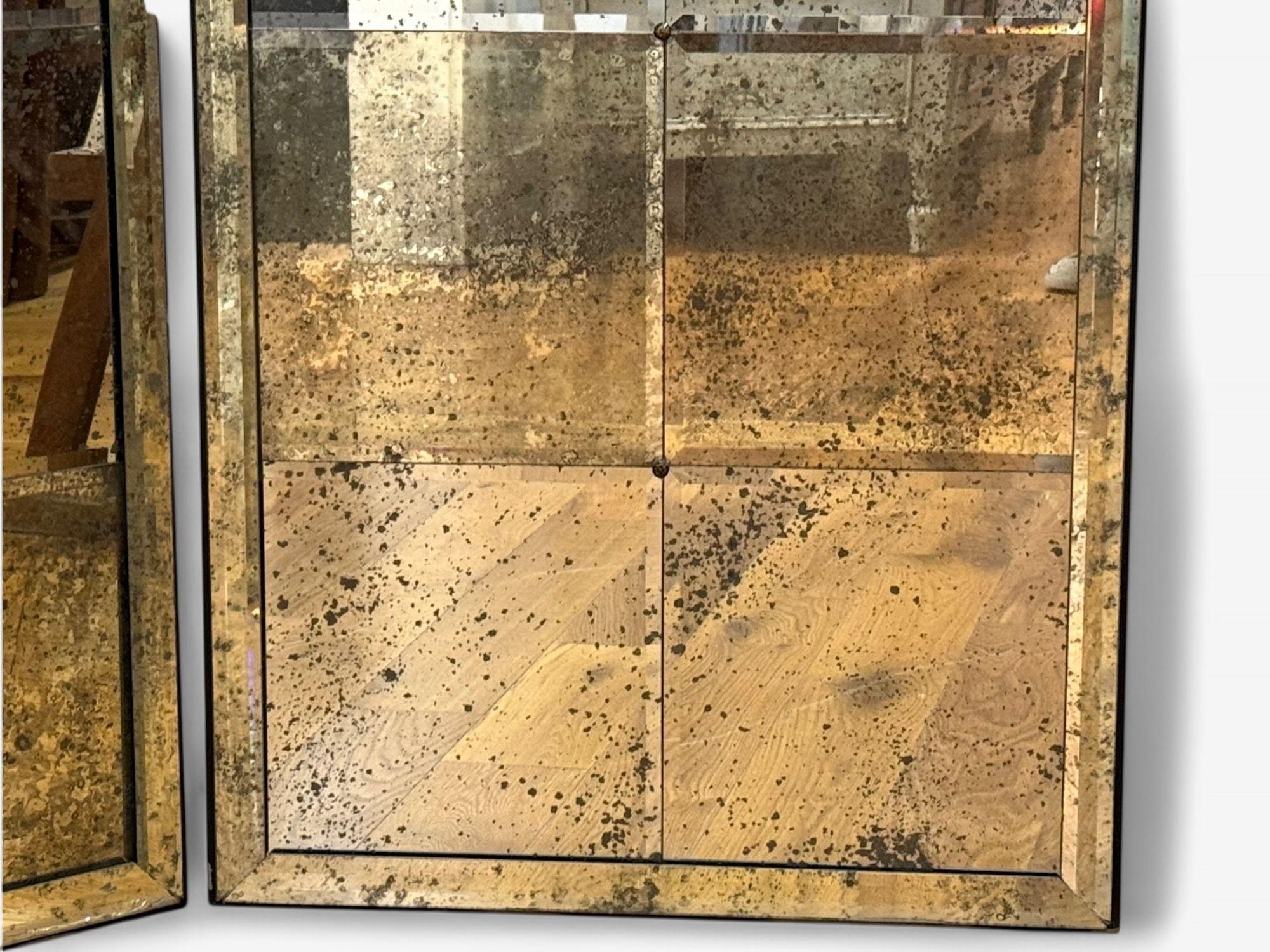 Style Art Déco, verre ancien, miroir vieilli, séparateur de pièce, États-Unis, 20e siècle en vente 3