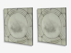 Art Deco Style, Antique Glass, Painted Wood, Square Venetian Wall Mirrors