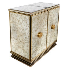 Art Deco Style Antiqued Mirror Bar Cabinet