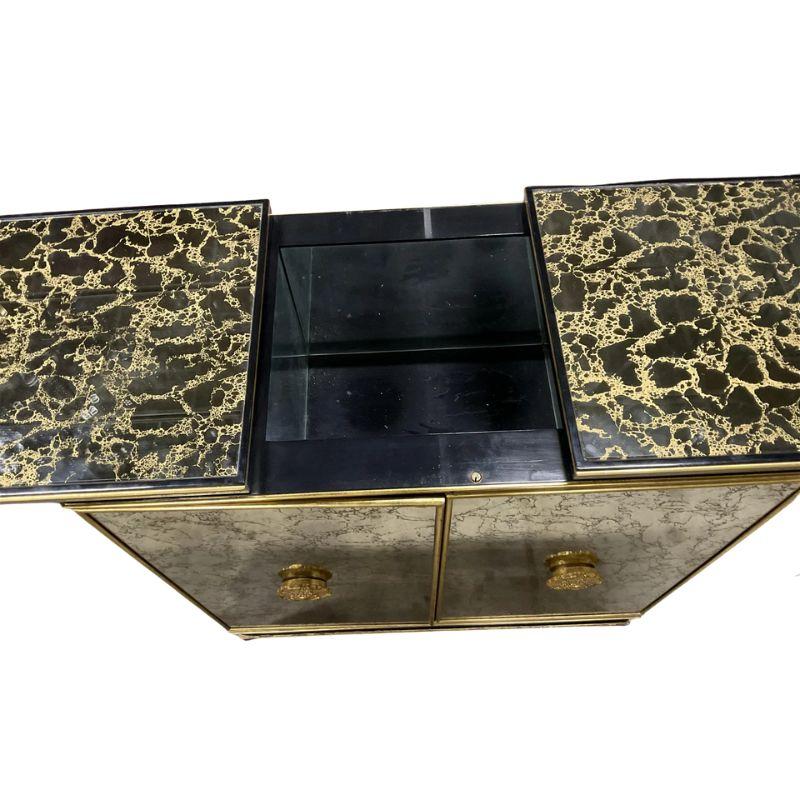 Art Deco Style Antiqued Mirror Bar Cabinet In Good Condition For Sale In Locust Valley, NY