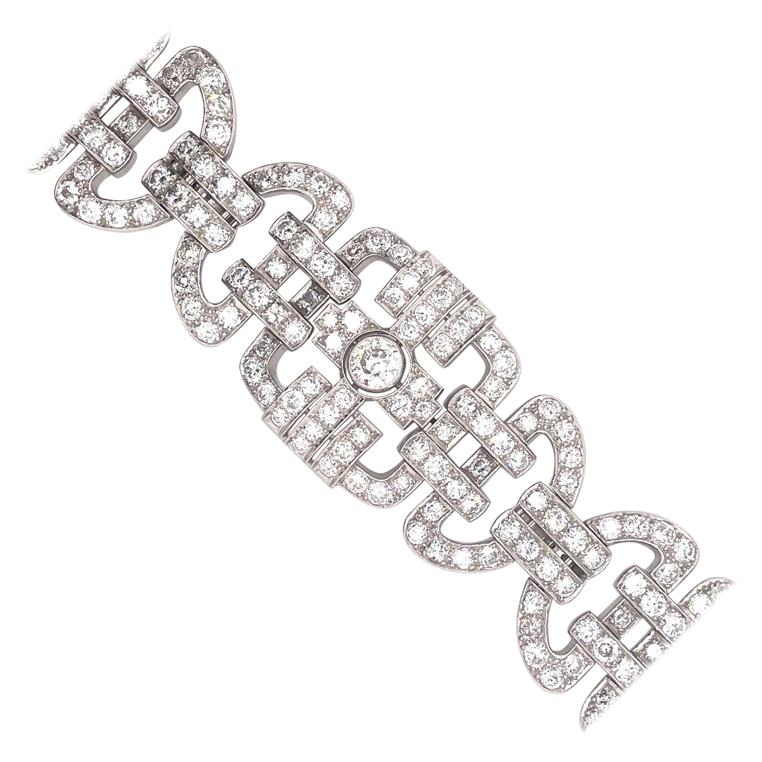 Art-Deco-Stil Platin-Armband mit Diamanten, ca. 35 Karat