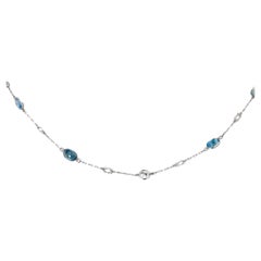 Antique Art Deco style aquamarine diamond by the yard platinum chain