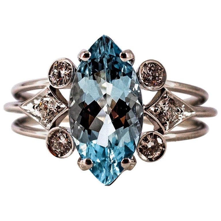 Bague Plaque Or Jaune Avec Zircon Lumineux Et Brillants - Taille 54,5 - Occasion Vintage