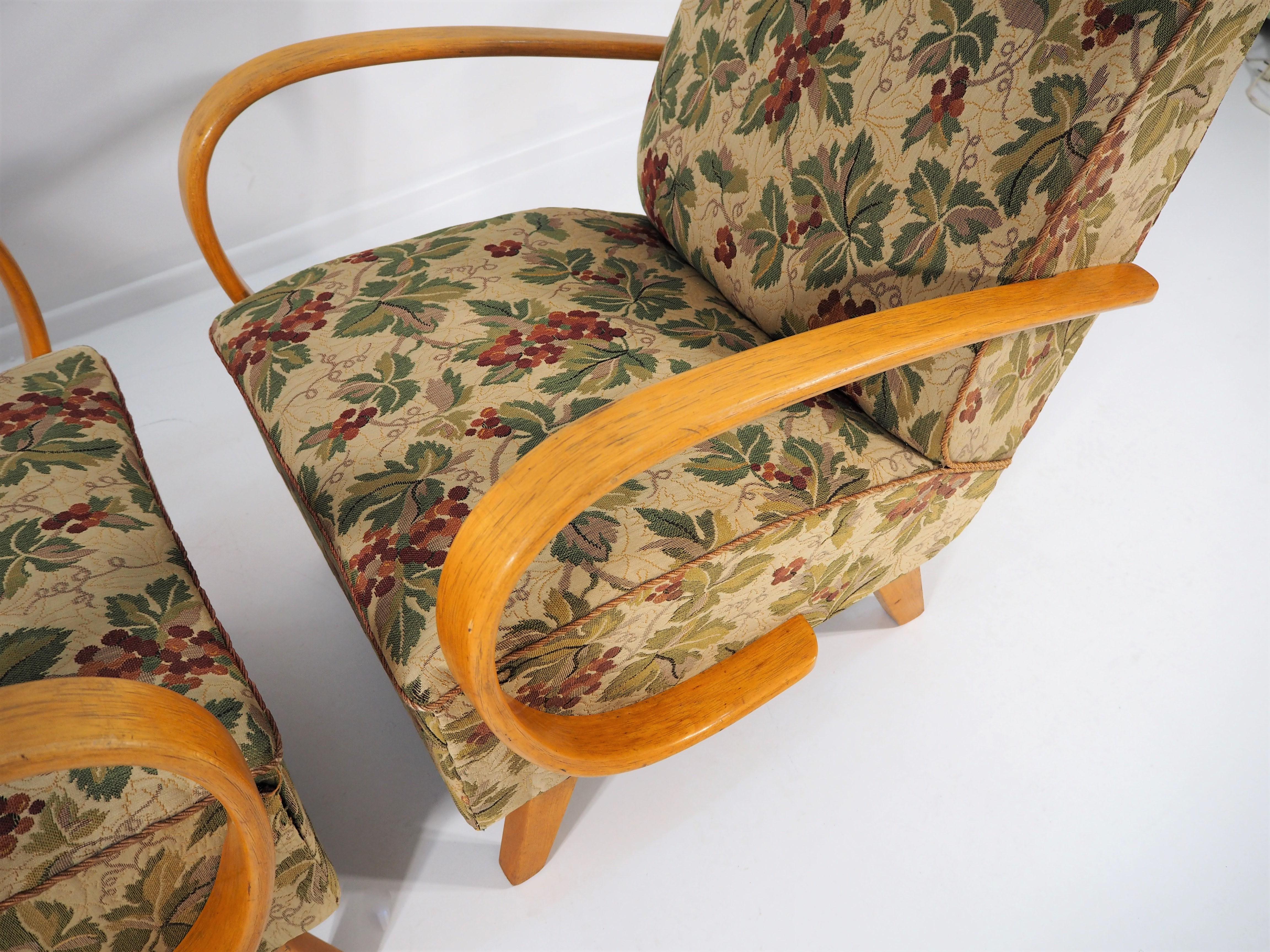 Art Deco Style Armchairs by Jindřich Halabala, circa 1950s, Set of 2 For Sale 1