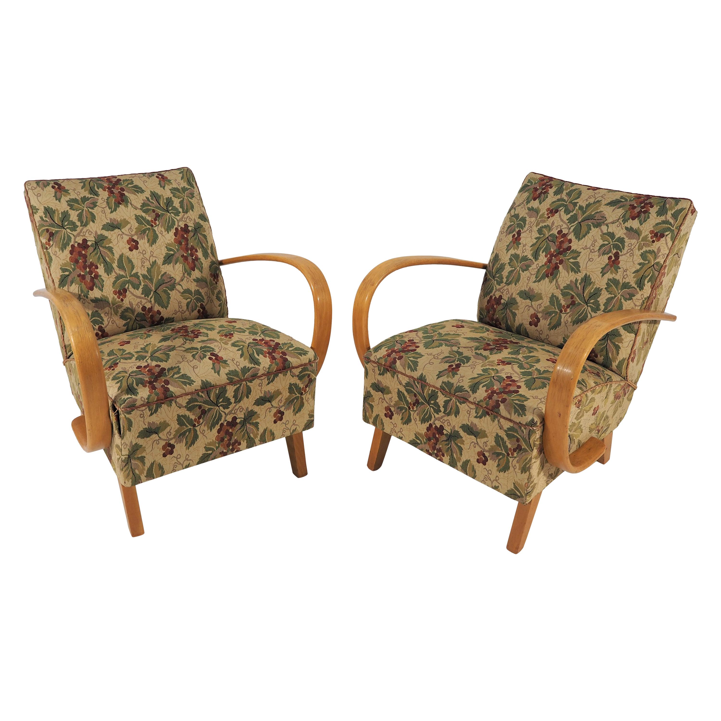 Art Deco Style Armchairs by Jindřich Halabala, circa 1950s, Set of 2 For Sale