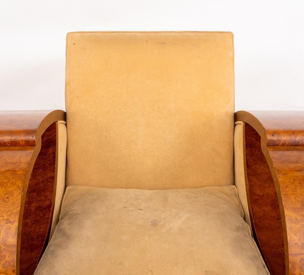 Art Deco Style Ash Burl Upholstered Armchair In Good Condition In New York, NY
