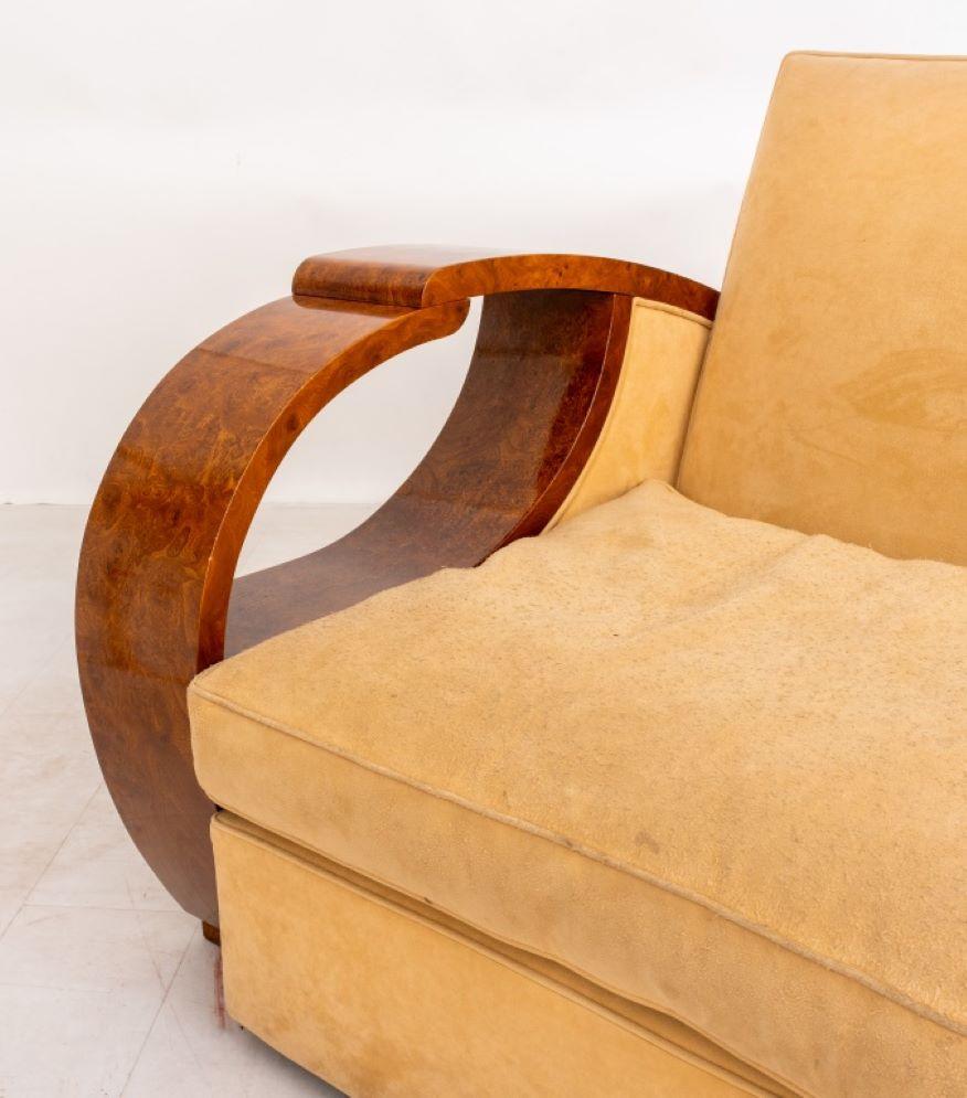 Art Deco Style Ash Burl Upholstered Sofa 1