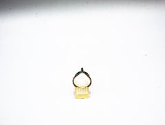 Art Deco Style Baguette Cut Emerald White Diamond White Gold Cocktail Ring