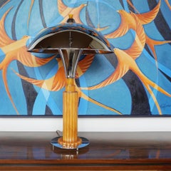 Art Deco Style Bakelite and Chromed Metal Dome Lamp