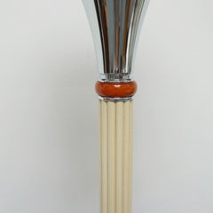 Art Deco Style Bakelite and Chromed Metal Uplighter Floor Lamp