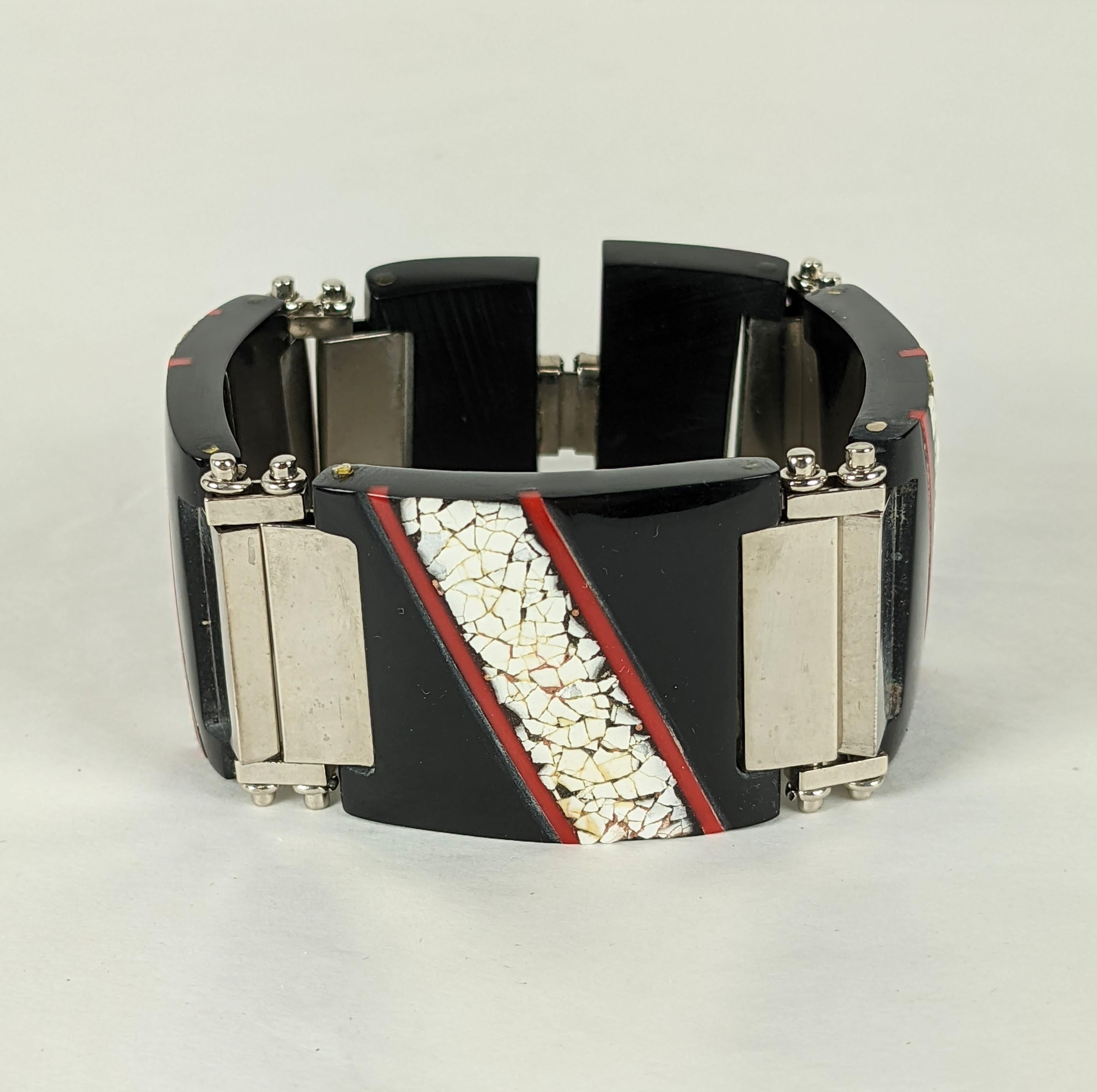 Art Deco Style Bakelite and Eggshell Lacquer Bracelet For Sale 1