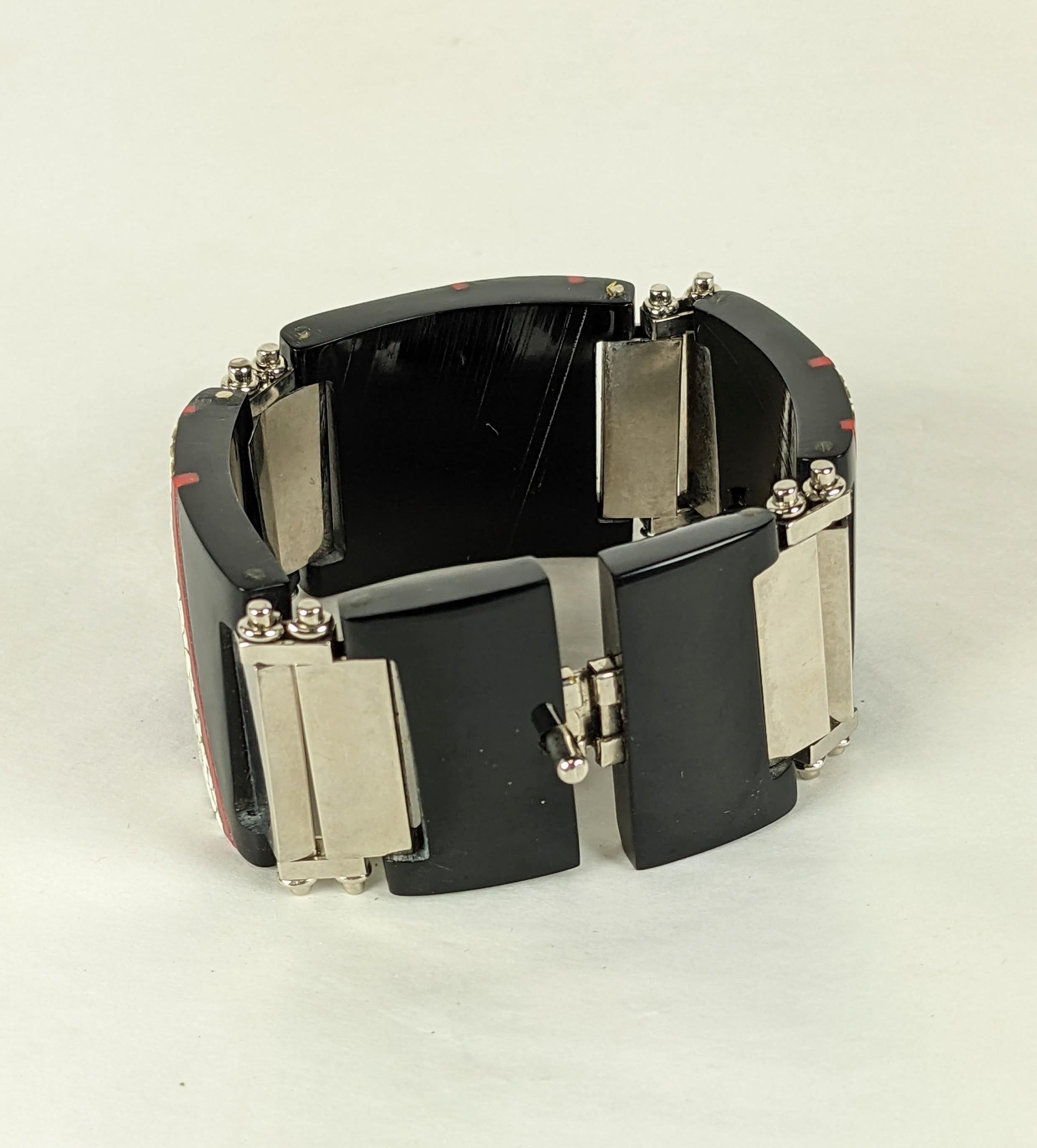 Pulsera de baquelita y laca de cáscara de huevo estilo Art Déco en venta 1