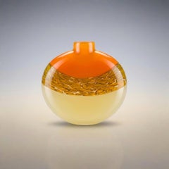 Michael Trimpol Art Deco Style Banded Glass Vase, Hand-Crafted, USA