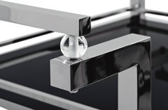 Art Deco Style Bar Trolley with Black Glass and Chromed Metal Made in Germany