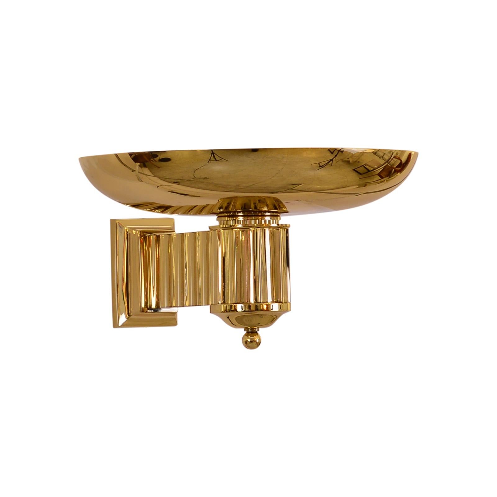 Art Deco Style Bauhaus Brass Torch/Wall-Lamp, Re-Edition For Sale 4
