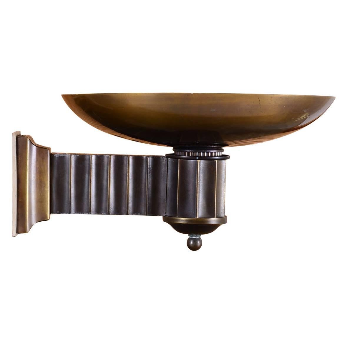 Austrian Art Deco Style Bauhaus Brass Torch/Wall-Lamp, Re-Edition For Sale