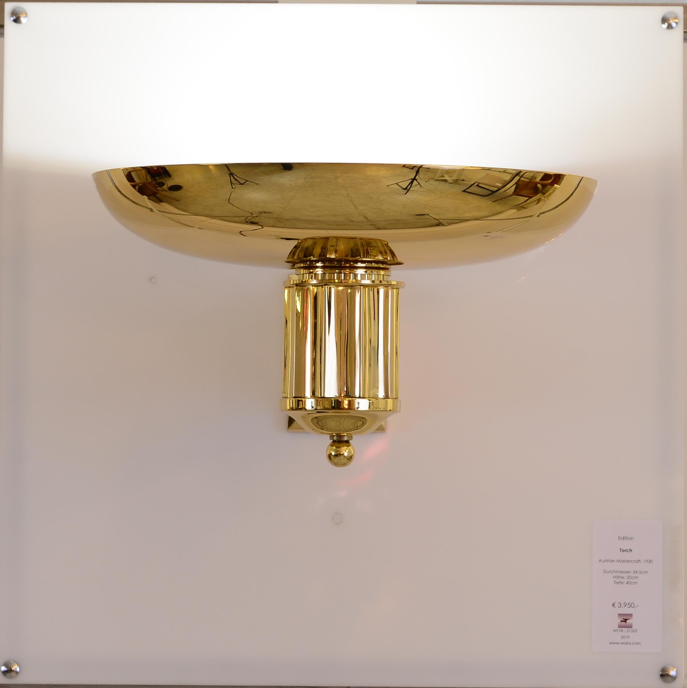 Art Deco Style Bauhaus Brass Torch/Wall-Lamp, Re-Edition For Sale 2