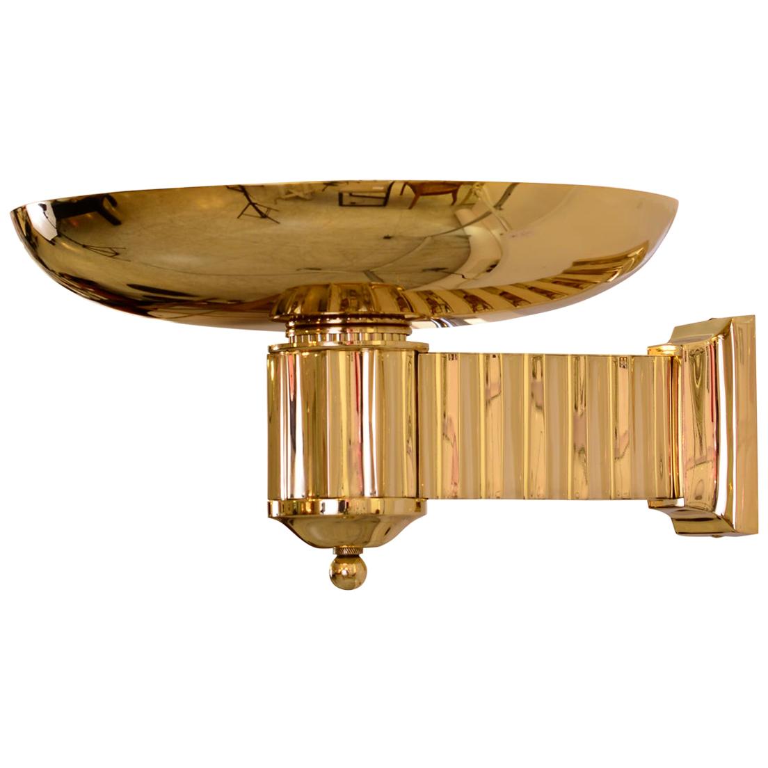 Art Deco Style Bauhaus Brass Torch/Wall-Lamp, Re-Edition For Sale