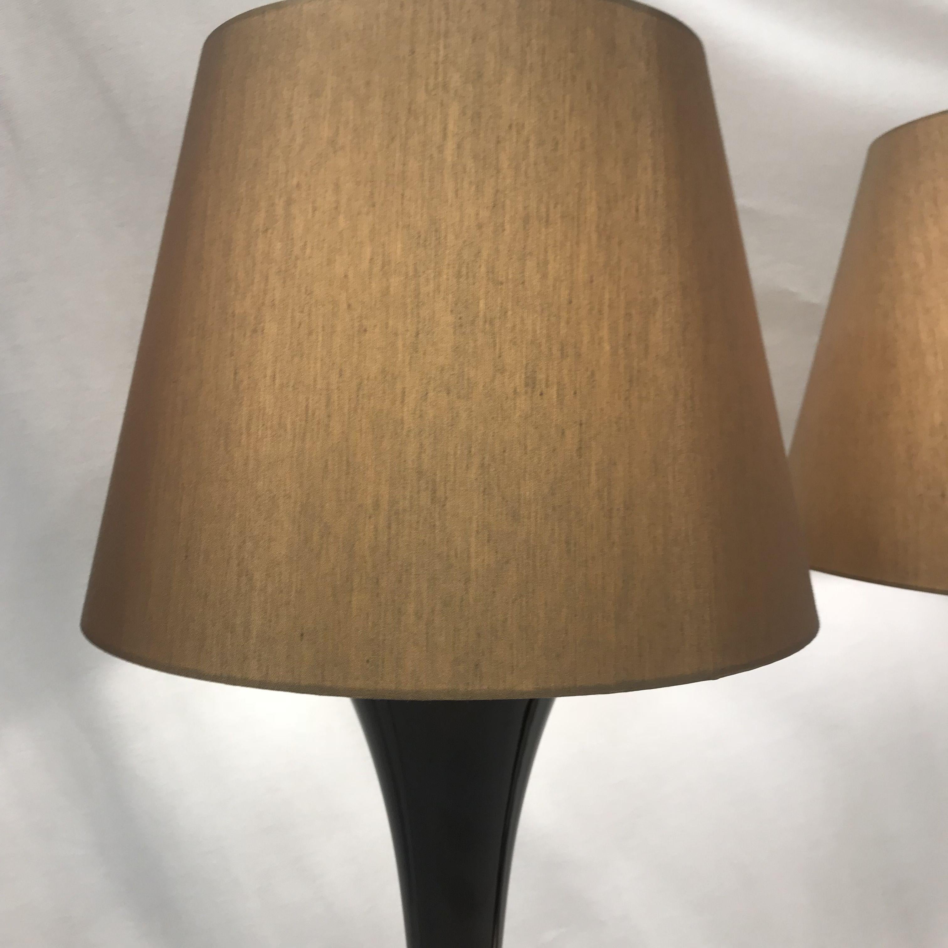 Art Deco Style Beechwood Table Lamps with Nickel-Plated Base In Good Condition For Sale In Budapest, Budapest